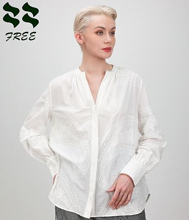 Embroidery Cotton Long Sleeve Blouse  front detail.jpg