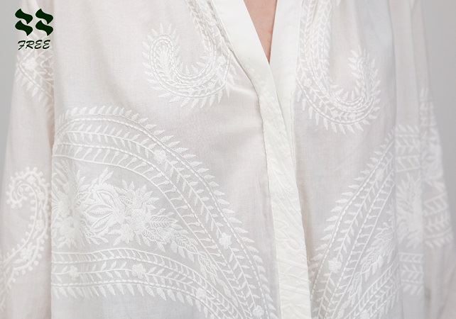 Embroidery Cotton Long Sleeve Blouse  embroidery.jpg