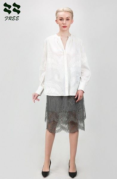 Embroidery Cotton Long Sleeve Blouse Chinese Factory