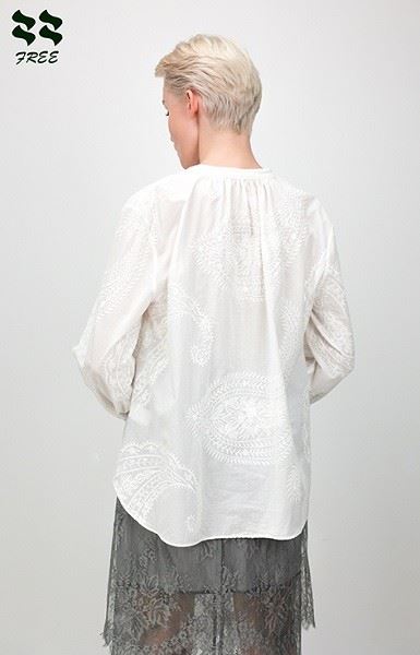 Embroidery Cotton Long Sleeve Blouse Chinese Factory
